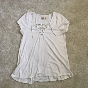 Hollister White Tie-Up Shirt